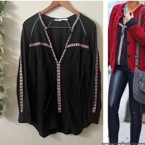 Isabel Marant Tops - Isabel Marant Black Blouse with Red and White Accents